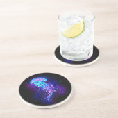 Levendige kleur gloeiende kwal zandsteen onderzetter (Zijkant)