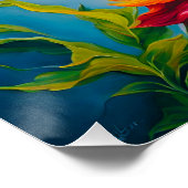 Levendige Kleur Hummingbird met Bloemen Perfect Poster (Hoek)