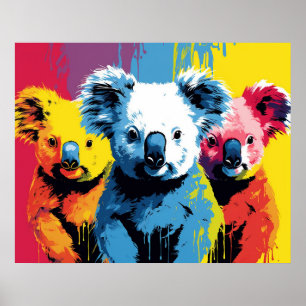 Levendige kleur Koala Beren Kunst Poster