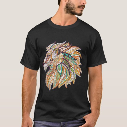 Levendige kleur leeuw tekening t-shirt (Voorkant)