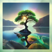 Levendige kleur Lone Tree in een Stream Raamsticker (Vel 3)