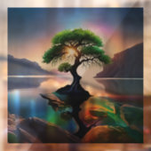 Levendige kleur Lone Tree in een Stream Raamsticker (Vel 2)