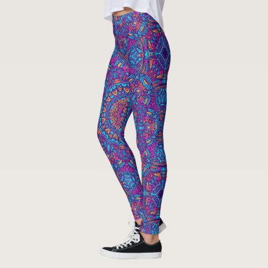 Levendige kleur Mandala Geometric Yoga Hip Retro Leggings (Links)