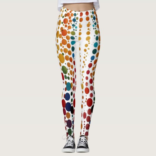Levendige kleur Polka Dots Leggings (Voorkant)