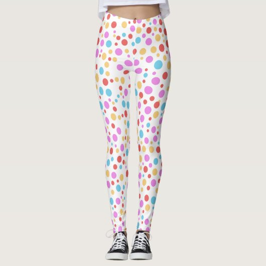 Levendige kleur Polka Dots Leggings (Voorkant)