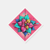 Levendige Kleur Retro Pop Art Poinsettia Découpage Servet (Hoek)