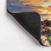 Levendige kleur schilderachtig oceaan strand Mouse Muismat (Hoek)