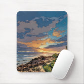 Levendige kleur schilderachtig oceaan strand Mouse Muismat (Met muis)