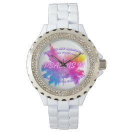Levendige kleur spatten Psalm 91 Horloge