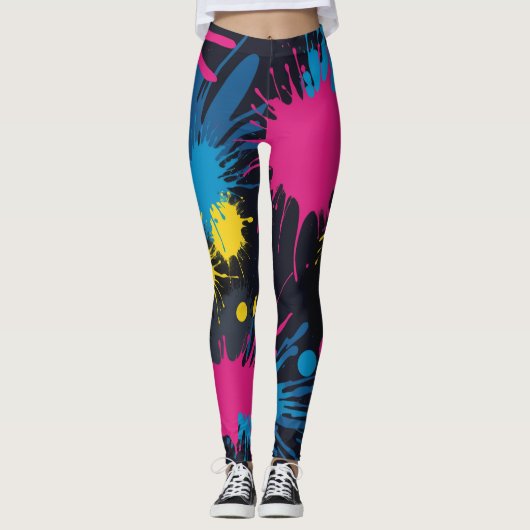 Levendige kleur splash leggings (Voorkant)