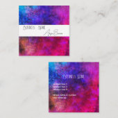 Levendige kleur splatter roze paarse turquoise vierkante visitekaartje (Voorkant / Achterkant)
