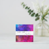 Levendige kleur splatter roze paarse turquoise vierkante visitekaartje (Staand voorkant)