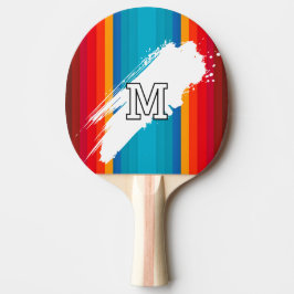 Levendige kleur Strepen met Monogram Ping Pong Tafeltennisbatje