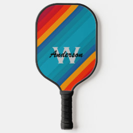 Levendige kleur Stripes personaliseren Monogram &  Pickleball Paddle