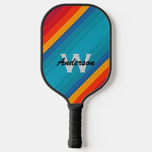 Levendige kleur Stripes personaliseren Monogram &  Pickleball Paddle (Achterkant)