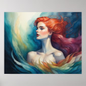 Levendige Kleur Waterverf Schilderij Vrouw Poster (Voorkant)