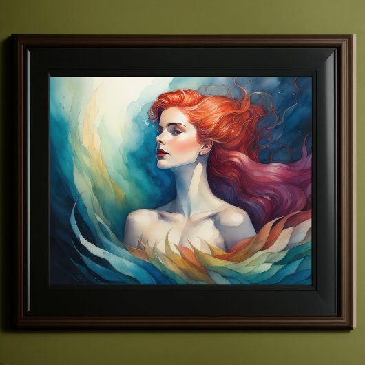 Levendige Kleur Waterverf Schilderij Vrouw Poster