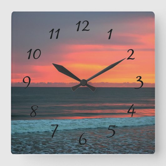 Levendige kleur zonsopgang over de oceaan vierkante klok (Voorkant)