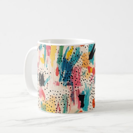 Levendige kleuren Abstract patroon Koffiemok (Voorkant links)