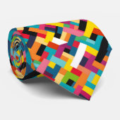 Levendige kleuren Basketweave Patroon Stropdas (Opgerold)