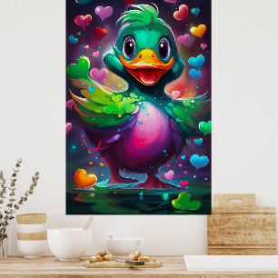 Levendige kleuren eend poster