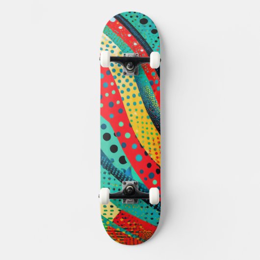 Levendige kleuren en patronen in krommende vormen persoonlijk skateboard (Voorkant)