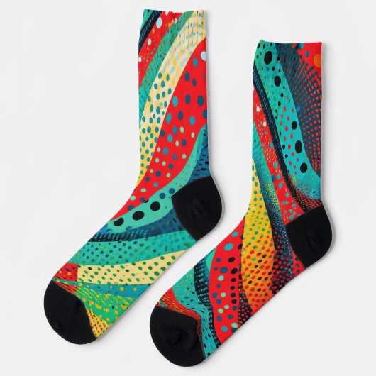Levendige kleuren en patronen in krommende vormen sokken (Links)