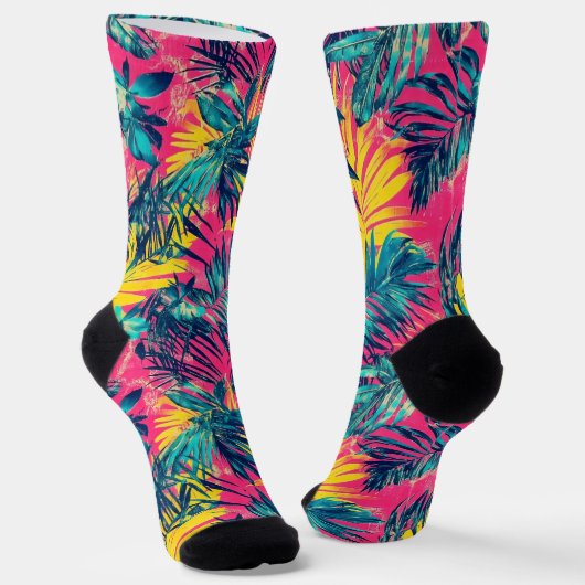 Levendige kleuren Exotisch patroon Sokken (Gebogen)