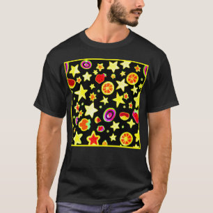 Levendige kleuren explosie sterpatroon t-shirt