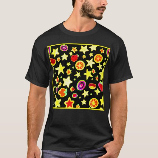 Levendige kleuren explosie sterpatroon t-shirt (Voorkant)