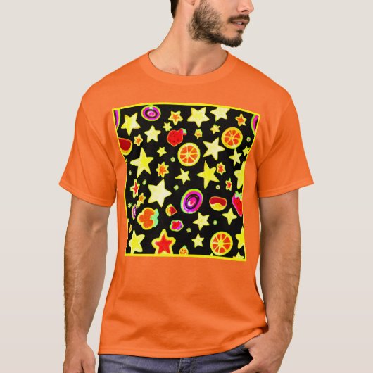 Levendige kleuren explosie sterpatroon t-shirt (Voorkant)
