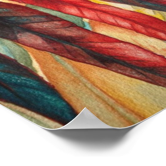 levendige kleuren , gestileerde grote autuumblader poster (Hoek)