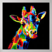 Levendige kleuren Giraffe Poster (Voorkant)