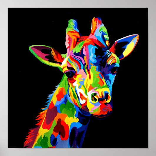 Levendige kleuren Giraffe Poster (Voorkant)
