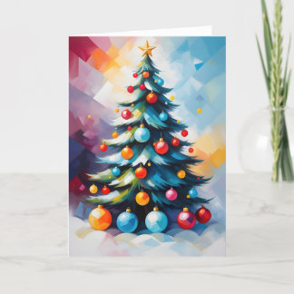 Levendige kleuren kerstboom geschilderd grote slag feestdagen kaart