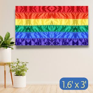 Levendige kleuren LGBT LGBTQ + Gay Pride Rainbow F Spandoek