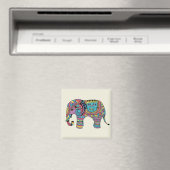 Levendige kleuren Mandala Elephant Magneet (Insitu (Vaatwasser))