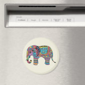 Levendige kleuren Mandala Elephant Magnet (Insitu (Vaatwasser))