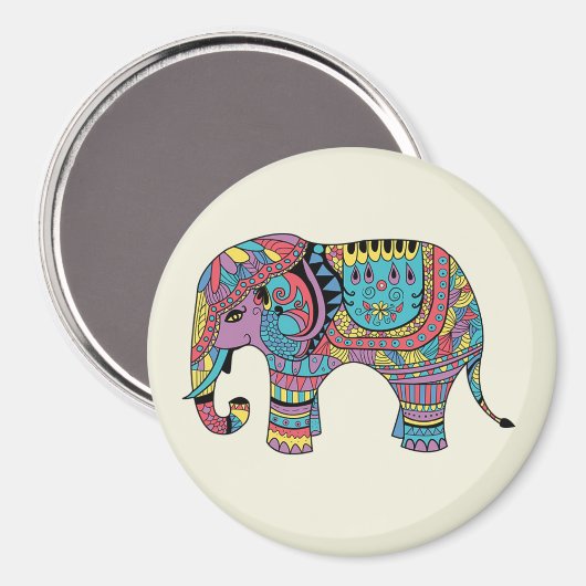 Levendige kleuren Mandala Elephant Magnet (Voorkant / Achterkant)