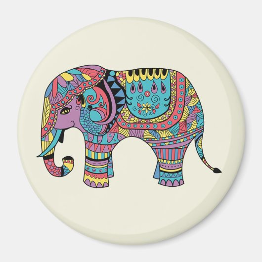 Levendige kleuren Mandala Elephant Magnet (Voorkant)