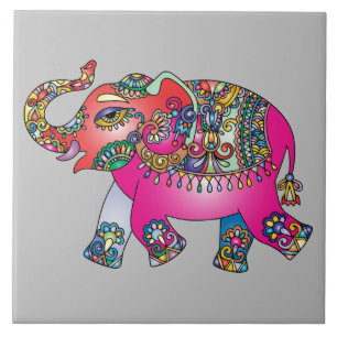 Levendige kleuren Mandala Elephant Tegeltje