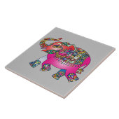 Levendige kleuren Mandala Elephant Tegeltje (Zijkant)