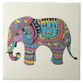 Levendige kleuren Mandala Elephant Tegeltje (Voorkant)