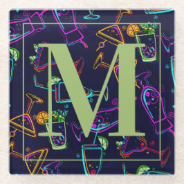 Levendige kleuren Neon Cocktails op zwart Glazen Onderzetter