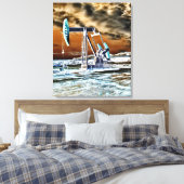 Levendige kleuren oliebron pompen (pomp jack) Unit Canvas Afdruk (Insitu (Slaapkamer))