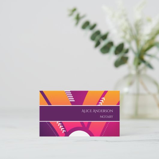 Levendige kleuren oranje paarse vrouwelijke kleurr visitekaartje (Staand voorkant)