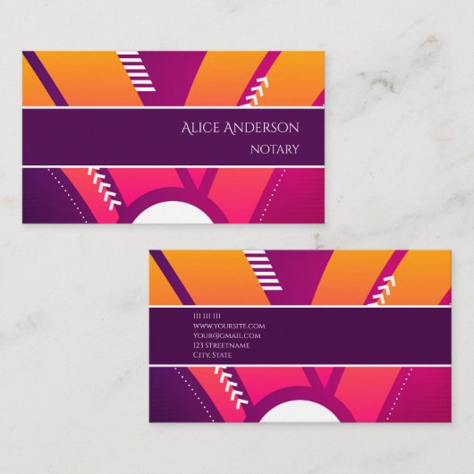 Levendige kleuren oranje paarse vrouwelijke kleurr visitekaartje (Voorkant / Achterkant)