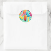 Levendige kleuren popsicles zomer ronde sticker (Tas)