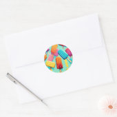 Levendige kleuren popsicles zomer ronde sticker (Envelop)