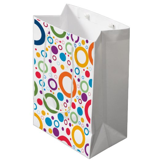 Levendige kleuren ringen medium cadeauzakje (Voorkant Gekanteld)